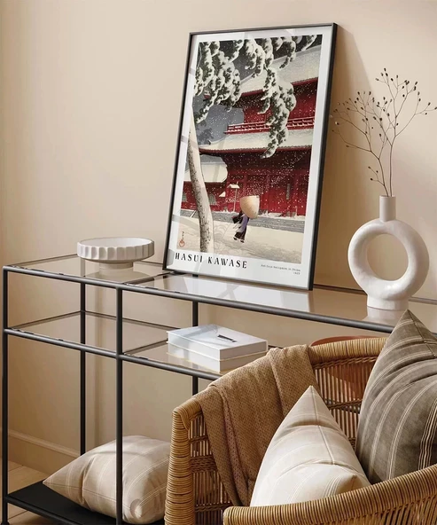 Çerçevesiz Poster Hasui Kawase Shiba'daki Het Zojo Heiligdom - Resim 5