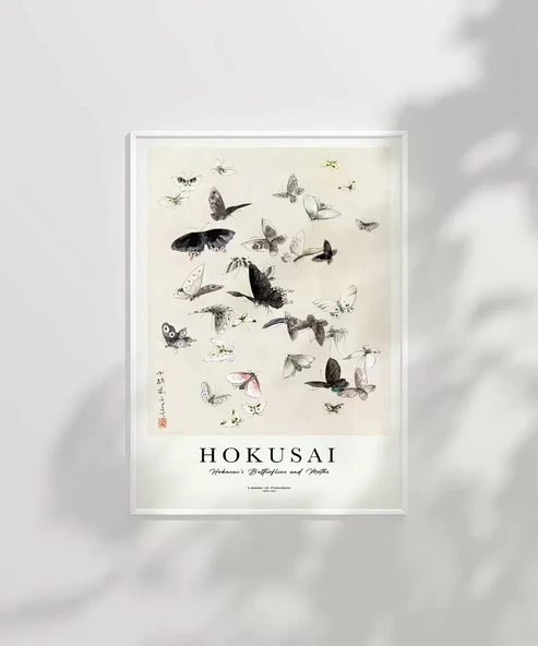 Çerçevesiz Poster Hokusai Hokusai'nin Kelebekleri ve Güveleri - Resim 7