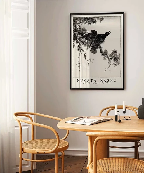 Çerçevesiz Poster Numata Kashu Yeni Ay'da Doğu Kalesi ve Selvi - Resim 3