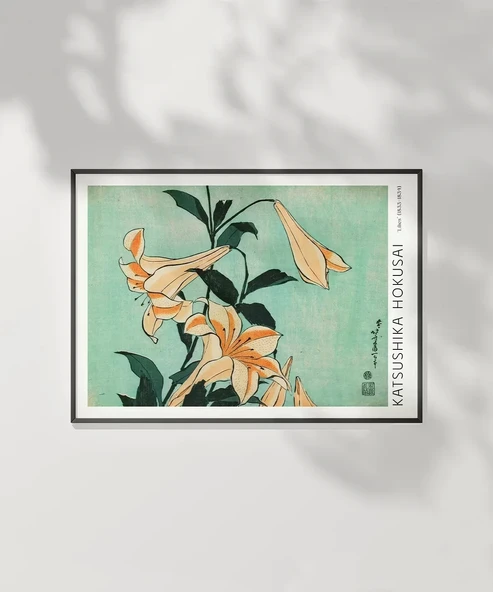 Çerçevesiz Poster Hokusai Zambaklar - Resim 2