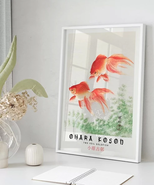 Çerçevesiz Poster Ohara Koson İki Japon Balığı - Resim 5