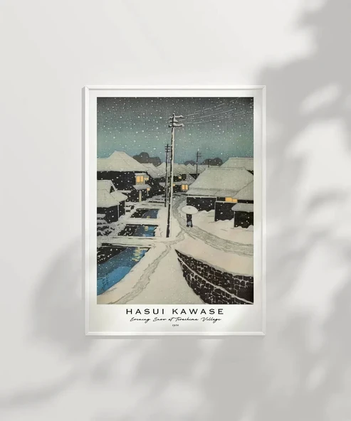 Çerçevesiz Poster Hasui Kawase Terashima Köyü'nde Akşam Karı - 7