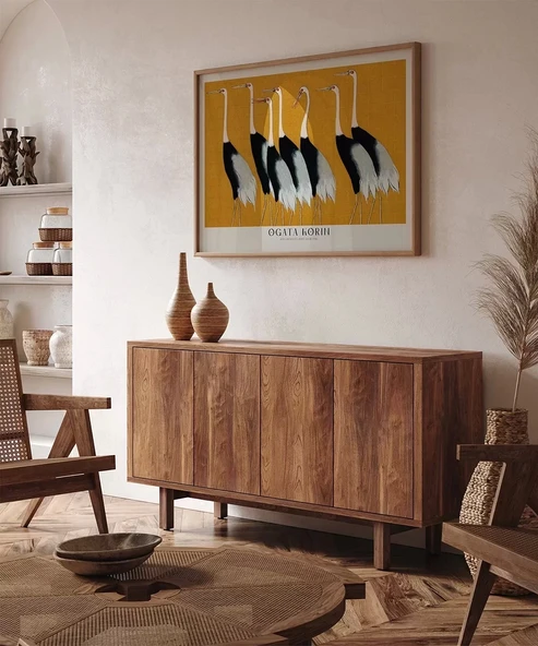 Çerçevesiz Poster Ogata Korin Kırmızı Taçlı Turnalar - Resim 5