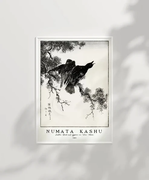 Çerçevesiz Poster Numata Kashu Yeni Ay'da Doğu Kalesi ve Selvi - Resim 6