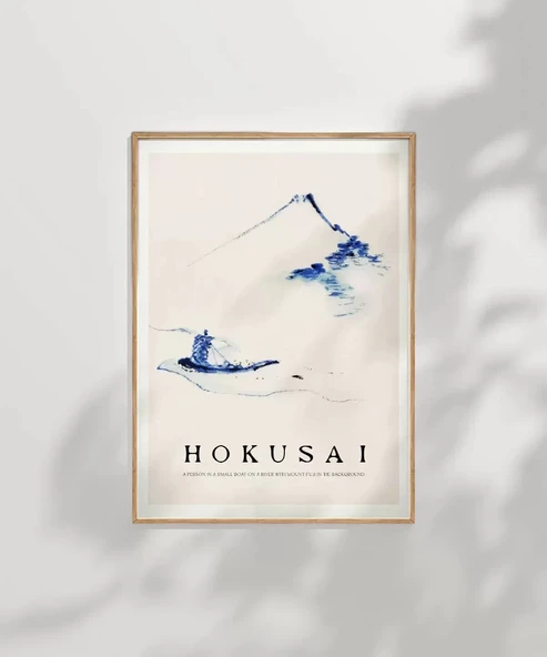 Çerçevesiz Poster Hokusai Fuji Dağı Önünde Teknede Bir Kişi - Resim 2
