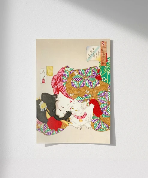 Çerçevesiz Poster Kedi ve Geisha ürün görseli