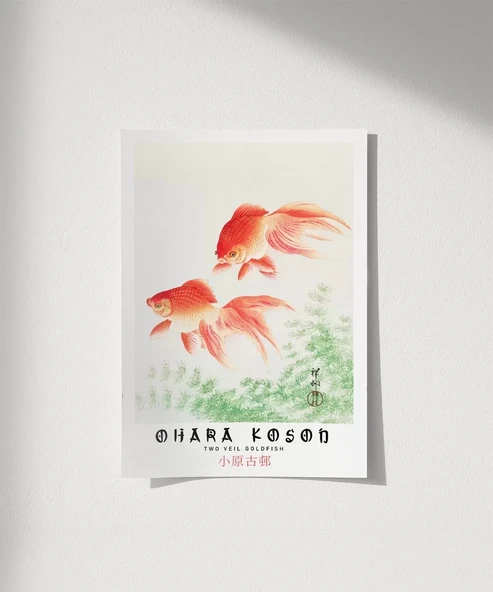 Çerçevesiz Poster Ohara Koson İki Japon Balığı ürün görseli