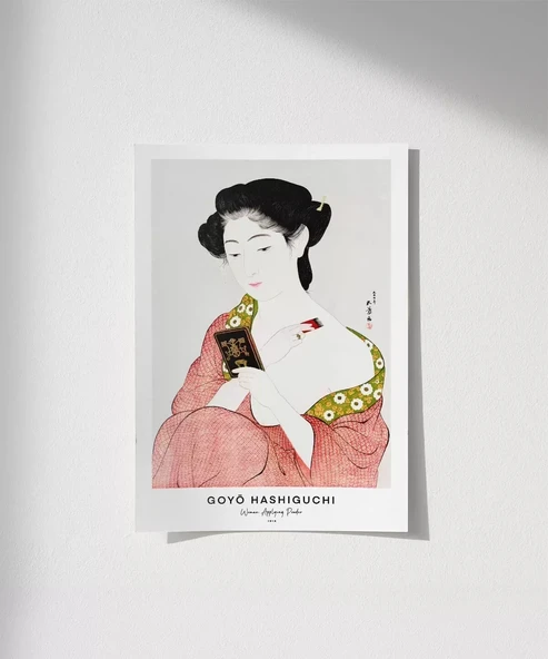 Çerçevesiz Poster Goyo Hashiguchi-Pudra Süren Kadın - Resim 7