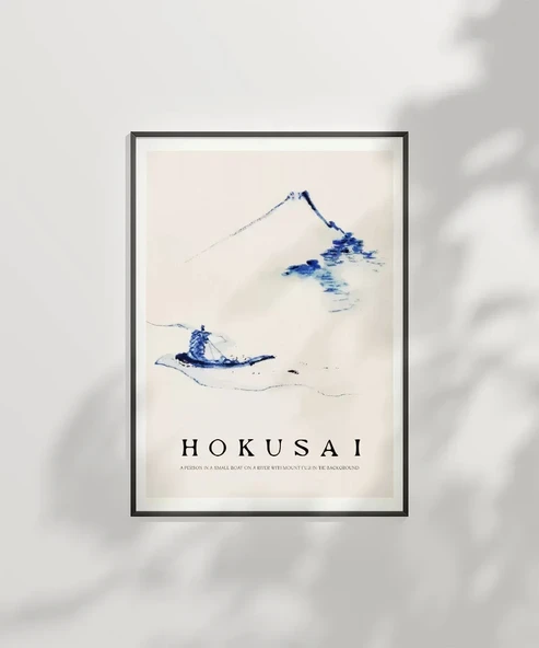 Çerçevesiz Poster Hokusai Fuji Dağı Önünde Teknede Bir Kişi - Resim 3