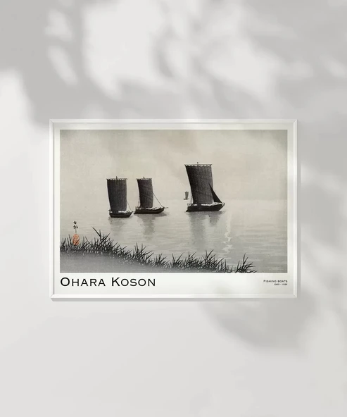 Çerçevesiz Poster Ohara Koson Balıkçı Teknesi - Resim 6