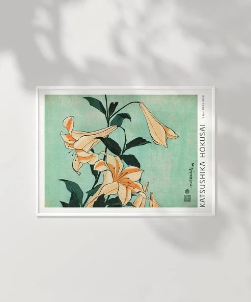 Çerçevesiz Poster Hokusai Zambaklar - Resim 6