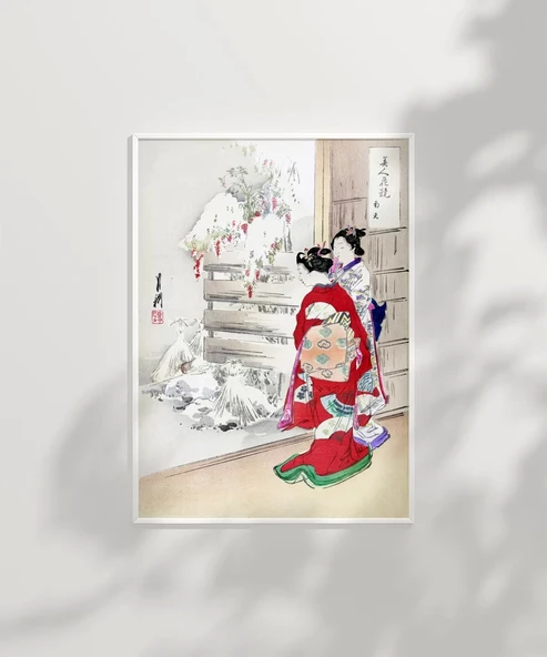 Çerçevesiz Poster Kimono ve Kar - Resim 7