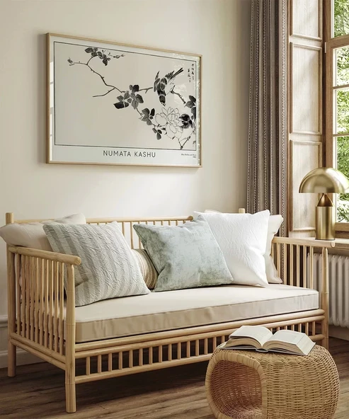 Çerçevesiz Poster Numata Kashu Kızılgerdan ve Gül - Resim 4