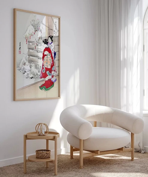 Çerçevesiz Poster Kimono ve Kar - Resim 5