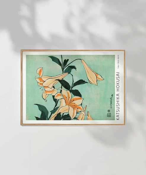 Çerçevesiz Poster Hokusai Zambaklar - Resim 7