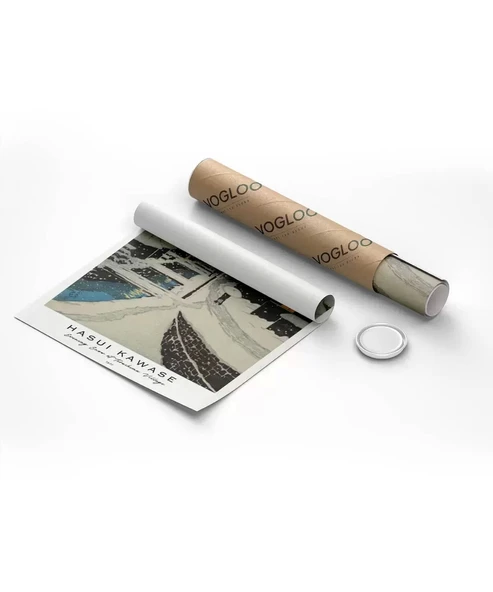 Çerçevesiz Poster Hasui Kawase Terashima Köyü'nde Akşam Karı - 8