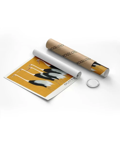 Çerçevesiz Poster Ogata Korin Kırmızı Taçlı Turnalar - Resim 8