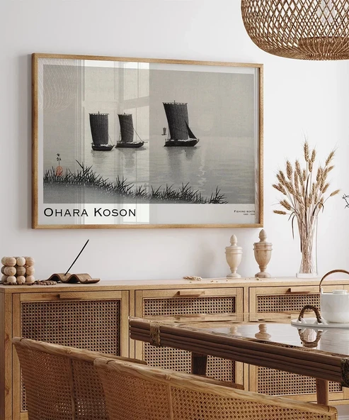 Çerçevesiz Poster Ohara Koson Balıkçı Teknesi - Resim 3