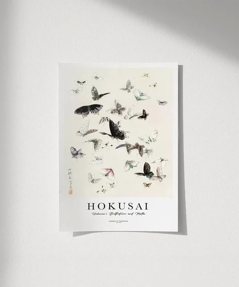 Çerçevesiz Poster Hokusai Hokusai'nin Kelebekleri ve Güveleri ürün görseli