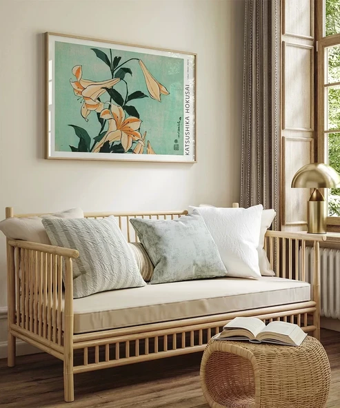 Çerçevesiz Poster Hokusai Zambaklar - Resim 5