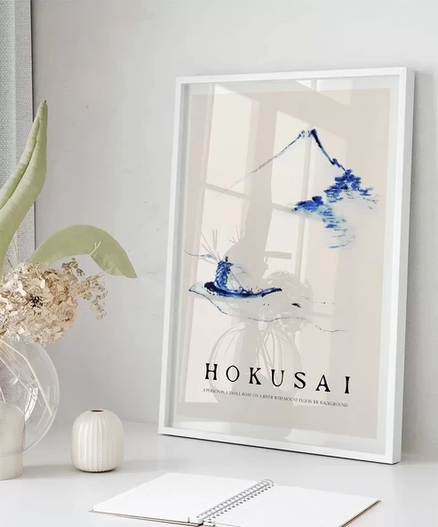 Çerçevesiz Poster Hokusai Fuji Dağı Önünde Teknede Bir Kişi - Resim 5