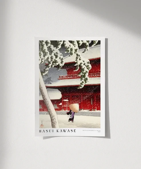 Çerçevesiz Poster Hasui Kawase Shiba'daki Het Zojo Heiligdom ürün görseli