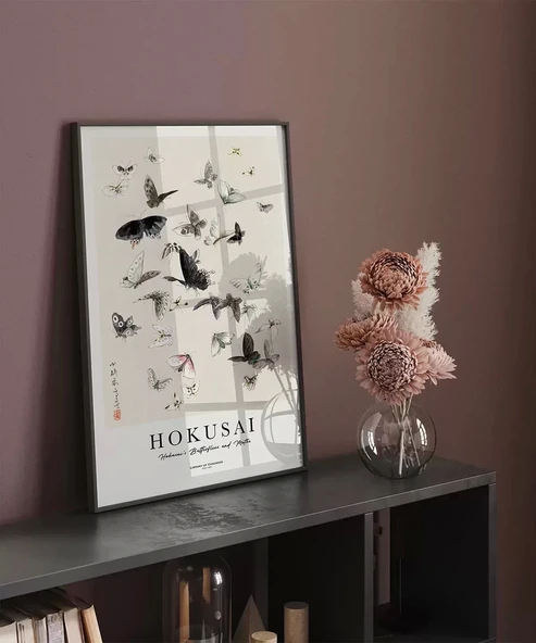 Çerçevesiz Poster Hokusai Hokusai'nin Kelebekleri ve Güveleri - Resim 4