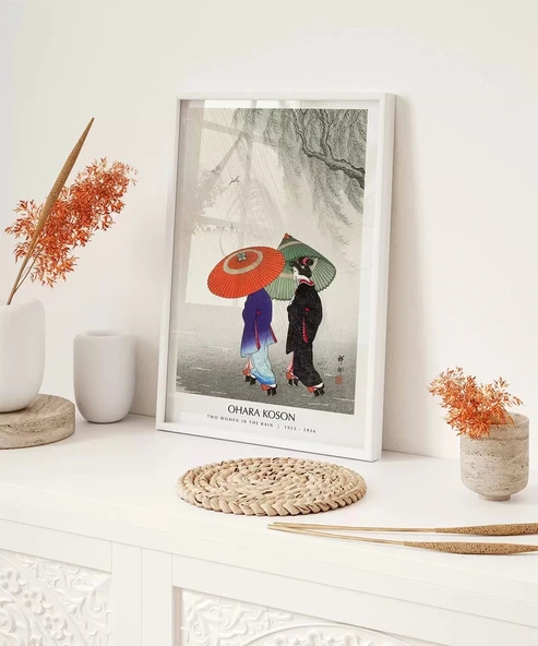 Çerçevesiz Poster Ohara Koson Yağmurda İki Kadın - Resim 5