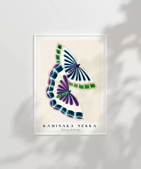 Çerçevesiz Poster Kamisaka Sekka İki Japon Kelebeği - Resim 6
