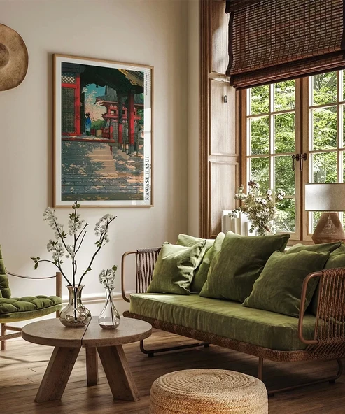 Çerçevesiz Poster Kawase Hasui Meguro Fudo Tapınağı - Resim 5