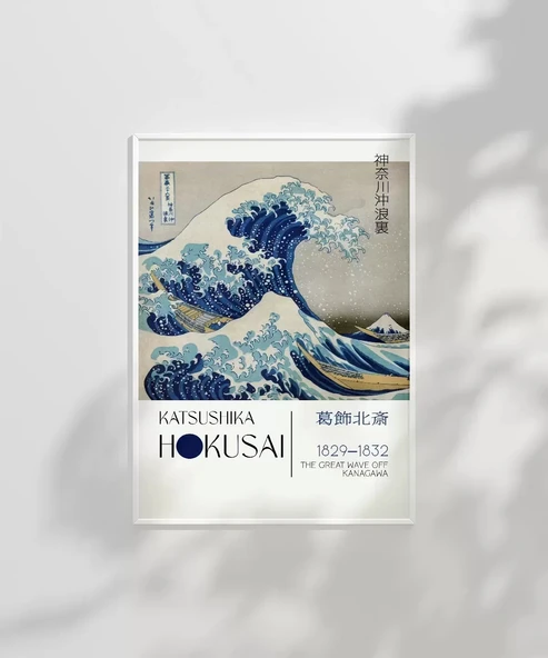Çerçevesiz Poster Hokusai Kanagawa Açıklarında Büyük Dalga - Resim 7