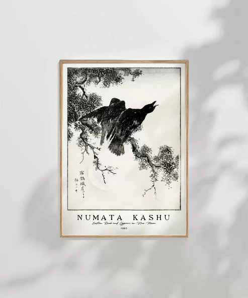 Çerçevesiz Poster Numata Kashu Yeni Ay'da Doğu Kalesi ve Selvi - Resim 7