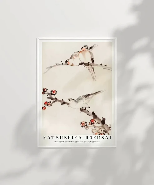 Çerçevesiz Poster Hokusai Dallara Tünemiş Üç Kuş - Resim 7