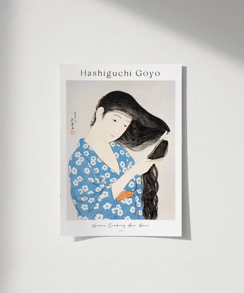 Çerçevesiz Poster Hashiguchi Goyo Saçını Tarayan Kadın ürün görseli