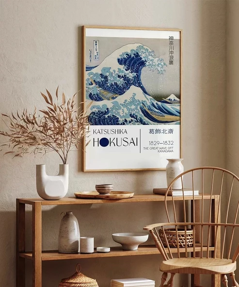 Çerçevesiz Poster Hokusai Kanagawa Açıklarında Büyük Dalga - Resim 5