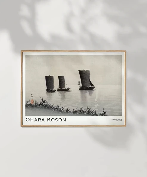 Çerçevesiz Poster Ohara Koson Balıkçı Teknesi - Resim 7