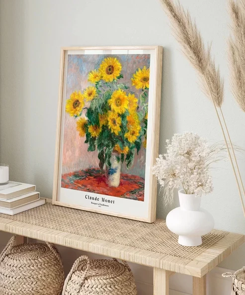 Çerçevesiz Poster Claude Monet Ayçiçeği Buketi - Resim 5