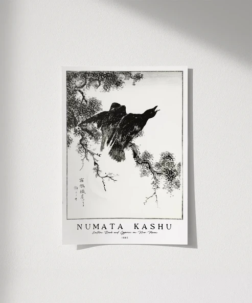 Çerçevesiz Poster Numata Kashu Yeni Ay'da Doğu Kalesi ve Selvi ürün görseli