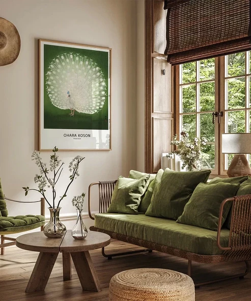 Çerçevesiz Poster Ohara Koson Tavuskuşu - Resim 4