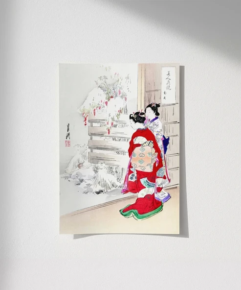 Çerçevesiz Poster Kimono ve Kar ürün görseli