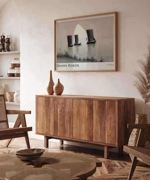 Çerçevesiz Poster Ohara Koson Balıkçı Teknesi - Resim 5