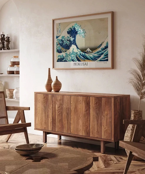 Çerçevesiz Poster Hokusai Kanagawa Açıklarında Büyük Dalga - Resim 5