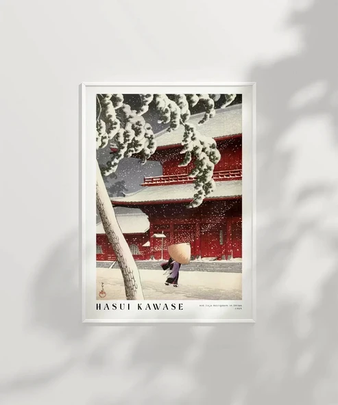 Çerçevesiz Poster Hasui Kawase Shiba'daki Het Zojo Heiligdom - Resim 7