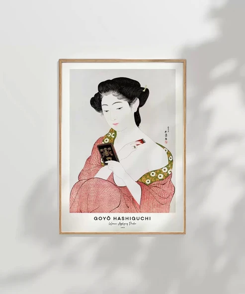 Çerçevesiz Poster Goyo Hashiguchi-Pudra Süren Kadın - Resim 2