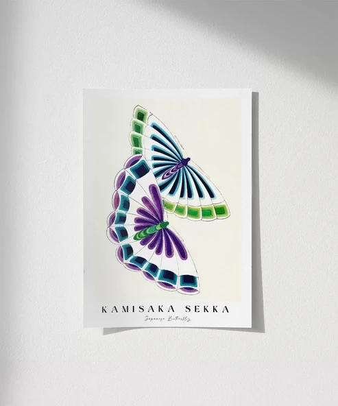 Çerçevesiz Poster Kamisaka Sekka İki Japon Kelebeği ürün görseli