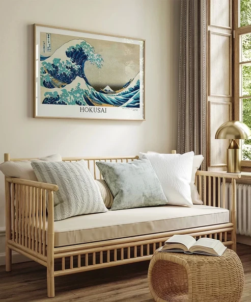 Çerçevesiz Poster Hokusai Kanagawa Açıklarında Büyük Dalga - Resim 4