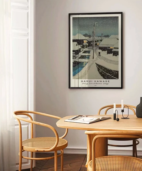 Çerçevesiz Poster Hasui Kawase Terashima Köyü'nde Akşam Karı - 6