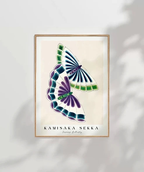 Çerçevesiz Poster Kamisaka Sekka İki Japon Kelebeği - Resim 7