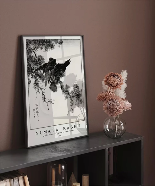 Çerçevesiz Poster Numata Kashu Yeni Ay'da Doğu Kalesi ve Selvi - Resim 5