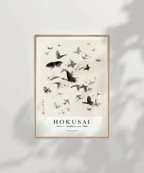 Çerçevesiz Poster Hokusai Hokusai'nin Kelebekleri ve Güveleri - Resim 2